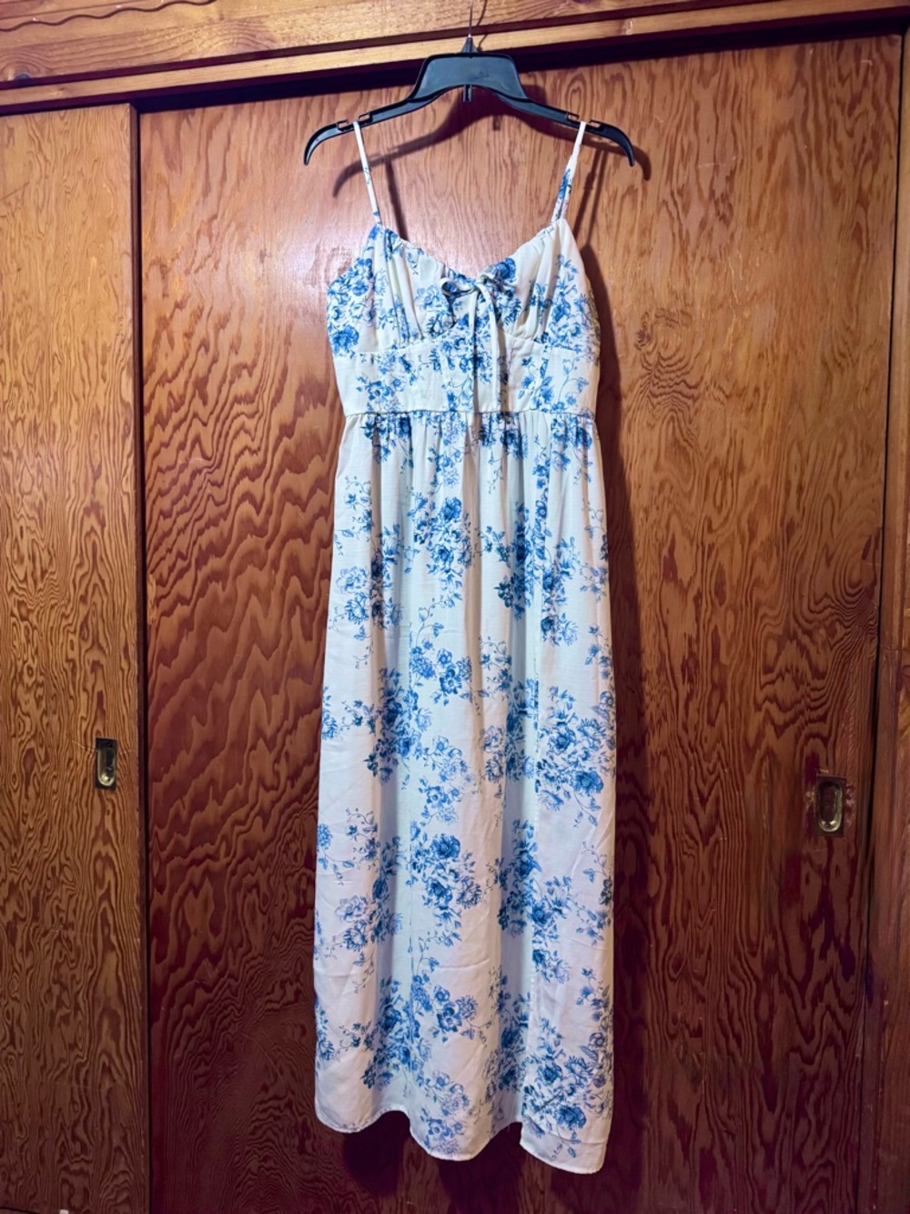 Inspired Hearts White and Blue Floral Midi Sundress